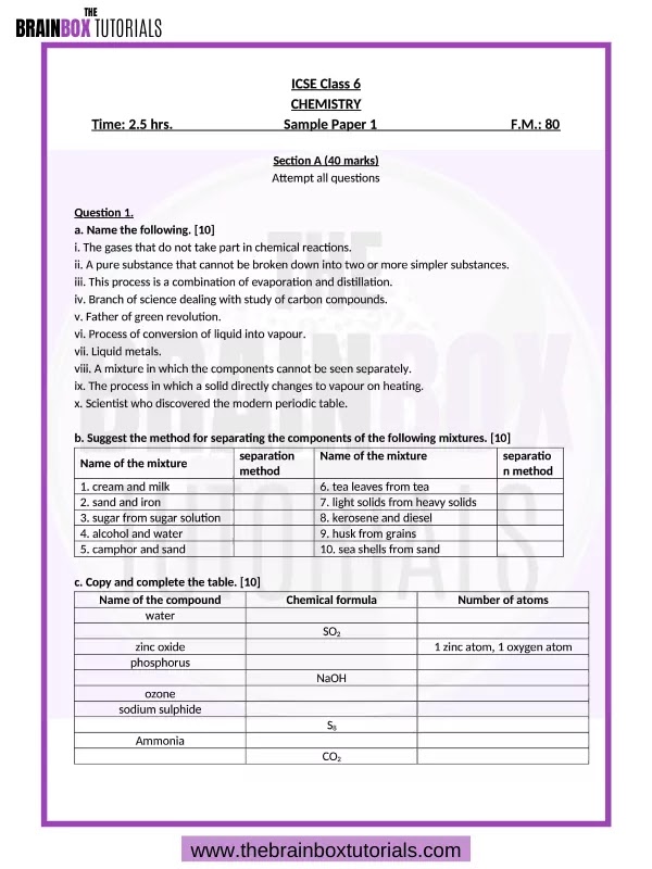 icse-class-6-chemistry-sample-paper