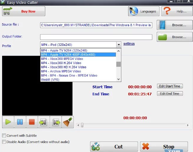 Easy Video Cutter Easy Video Cutter programı