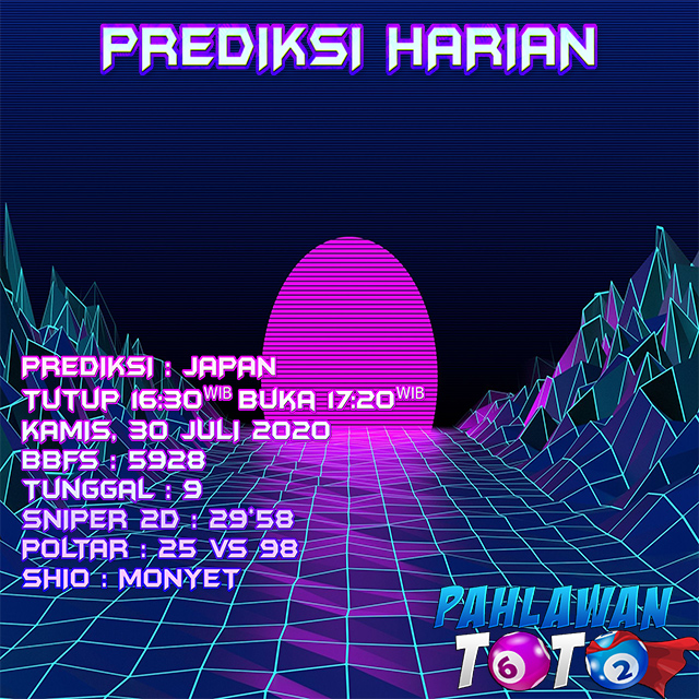 Prediksi Harian Japan, Kamis 30 Juli 2020 Paito Warna dan Data
