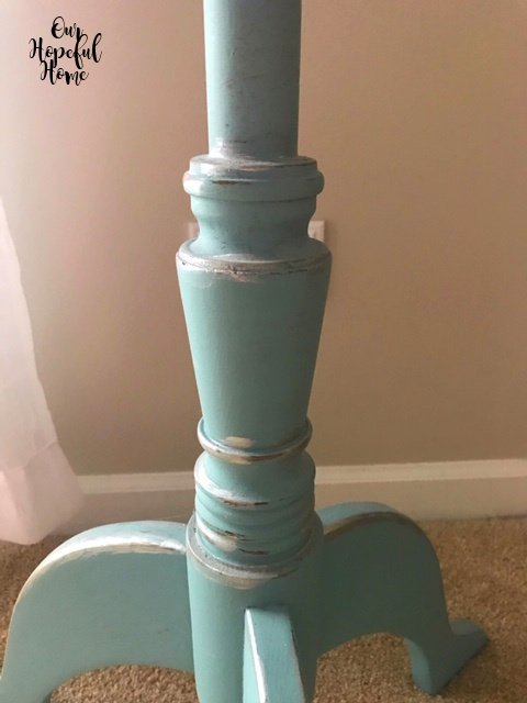 distressed chalk paint detailed column leg supports