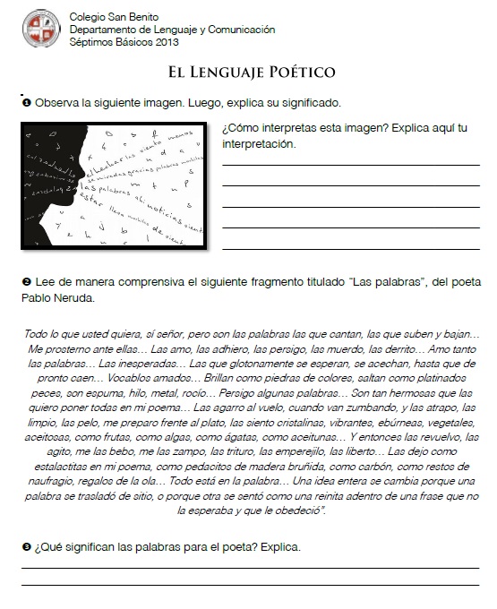 Séptimos Básicos 2013 Guía 1 El lenguaje poético