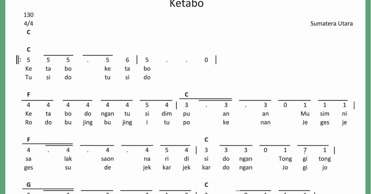 Not Angka Ketabo Seputar Musik