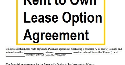Rent to Own Lease Option Agreement | All contracts in 1 place
