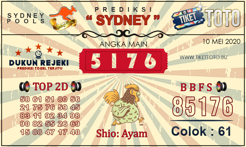 Prediksi Togel SYDNEY TIKETTOTO 10 MEI 2020