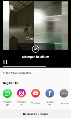 video berhasil disimpan ke album