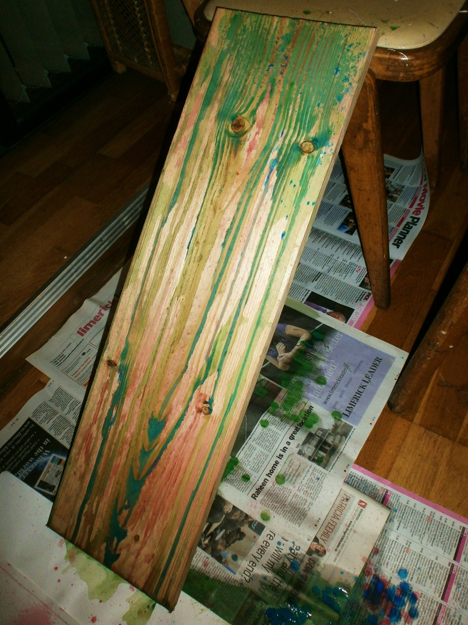 Roisin (K00176383) Dripping paint on wood