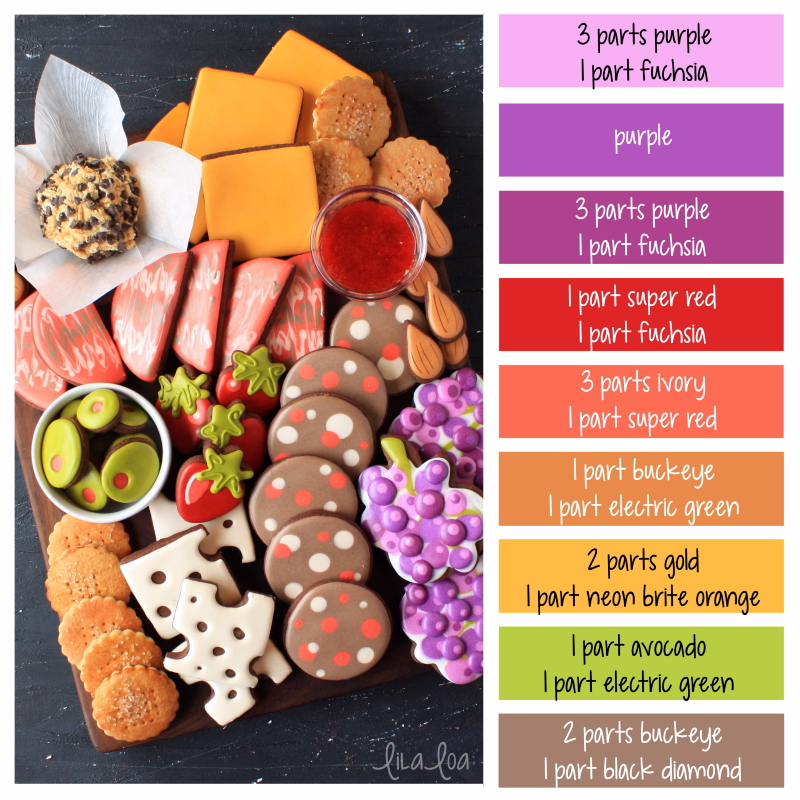 Charcuterie Color Palette and Icing Color Formulas
