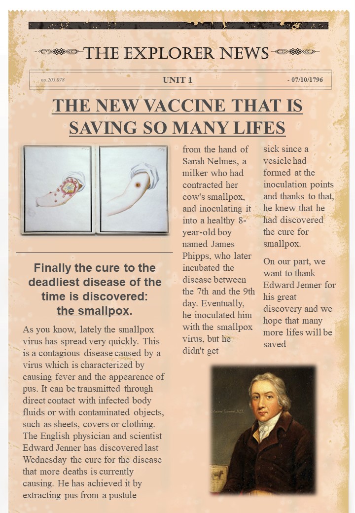 The Historical Newspaper Project THE EXPLORER NEWS UNIT 1
