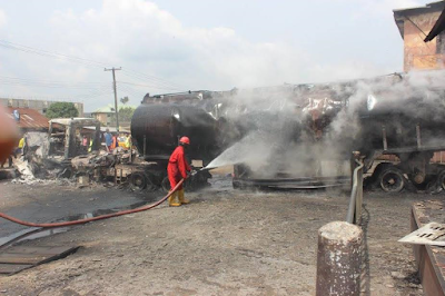 cccc Photos: Tragedy averted as petrol tanker burst into frames in Orji, Imo State