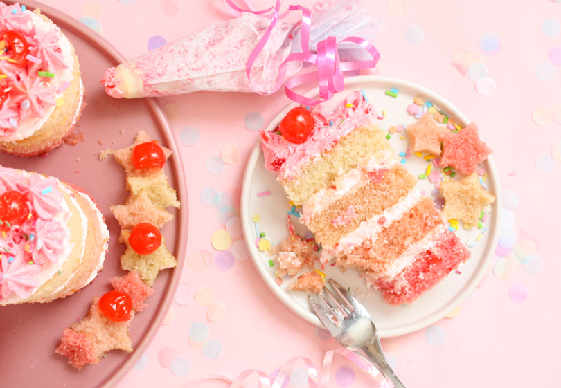 vegan mini cherry ombre birthday cakes