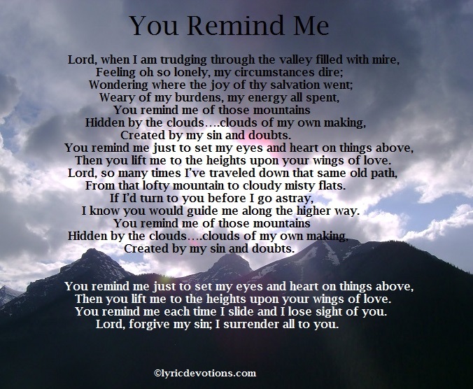 Lyric Devotions You Remind Me, Psalm 9418