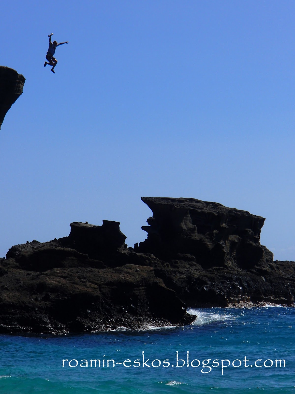 The Roamin' eskos Chuck and Holly Romenesko Cliff Diving on the Big