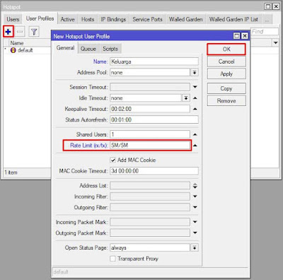 User profile Keluarga hotspot mikrotik