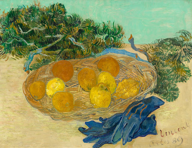 Vincent van Gogh (1853-1890) Nature morte avec oranges et gants bleus, 1889 huile sur toile (48 × 62 cm) National Gallery of Art, Washington DC. Collection of Mr. and Mrs. Paul Mellon. http://astilllifecollection.blogspot.com