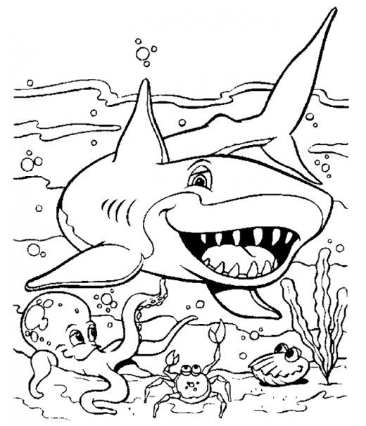 Top 10 Free Monster Shark Attacking Coloring Pages
