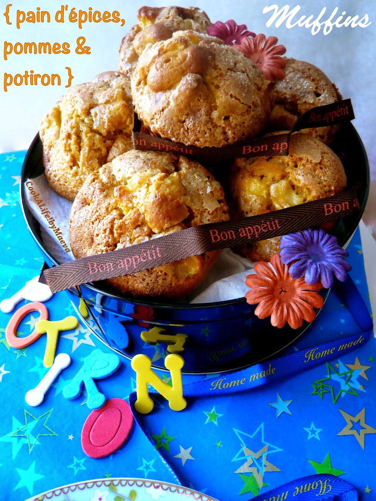 Muffins d'automne potiron, pommes et pain d'épices • Cook A Life! by Maeva