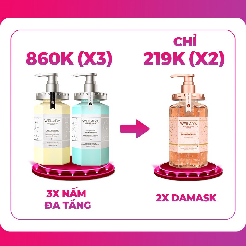 Weilaiya Combo 3 cặp dầu nấm Truffle + 2 sữa tắm Danmask