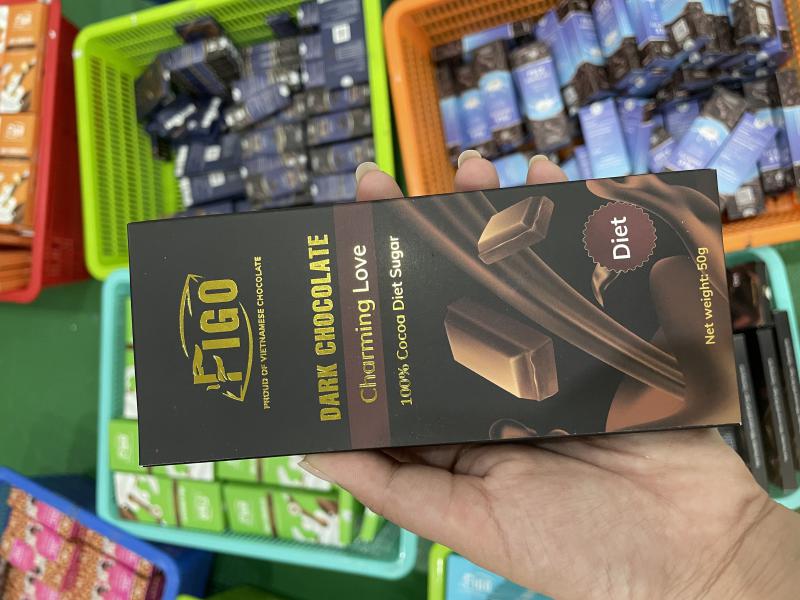 Combo 5 Hộp Kẹo Socola Đen 100% Cacao Có Đường Ăn Kiêng FIGO 50g