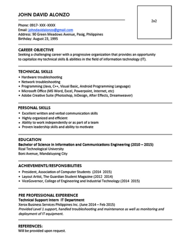 Contoh Resume Kerja Fresh Graduate Bahasa Inggris Format Satu Halaman Surat Lamaran Kerja