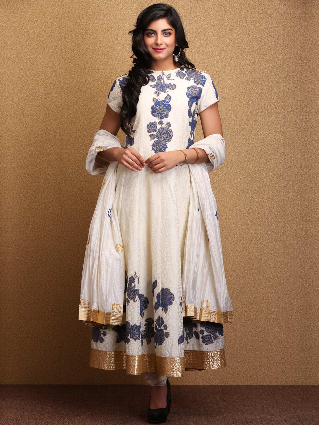 biba white anarkali suit