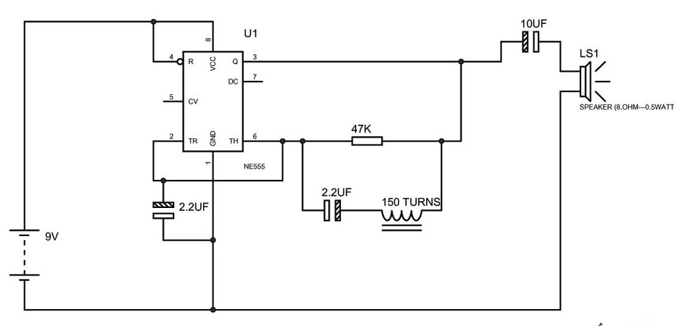 Metal Detector Circuit Using 555 Timer Ic Homemade Simple Metal Detector Circuit Diagram Electronic Projects Power Supply Circuits Circuit Diagram Symbols Audio Amplifier Circuit Pdf Engineering Projects