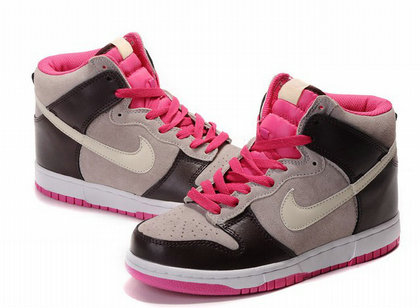 Nike High Tops For Women: Nike Dunks High Tops Womens Chocolate Pink White