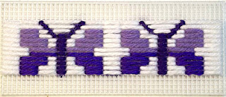 Simplified butterfly design in gobelin stitch