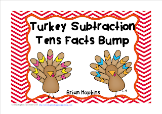 FREEBIE Turkey Subtraction 10 Facts Bump