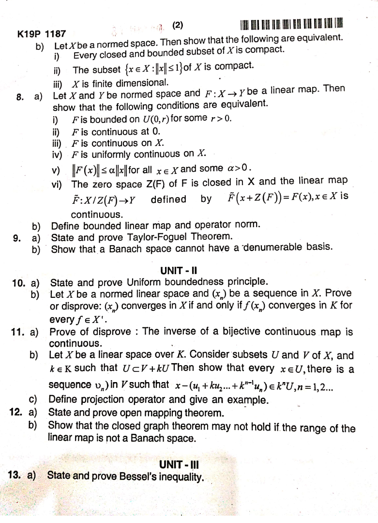 Kannur University M.Sc Mathematics MAT 3C12 FUNCTIONAL ANALYSIS