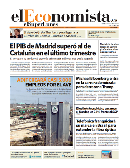  EL SUPERLUNES. Edición de el diario El Economista del 25 de Noviembre 2019.
