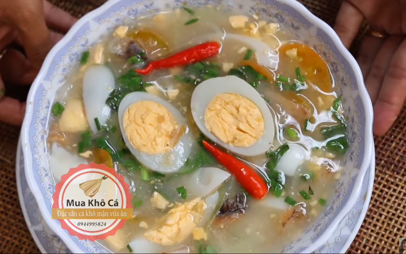 Khô cá lóc dằm canh trứng đặc sản người khmer Nam Bộ