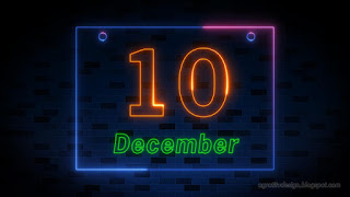 December 10th Colorful Neon Light Date Of Human Rights Day With Dark Blue Brick Wall Background