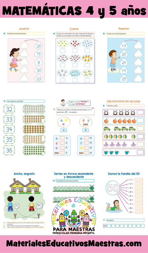 Cuaderno Matematicas 4 Y 5 Anos Materiales Educativos Para Maestras