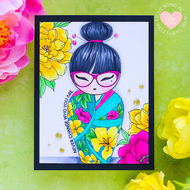 AlexSyberiaDesign May Digi Stamp Release Blog Hop + Giveaway | Kokeshi Doll Friendship Cards