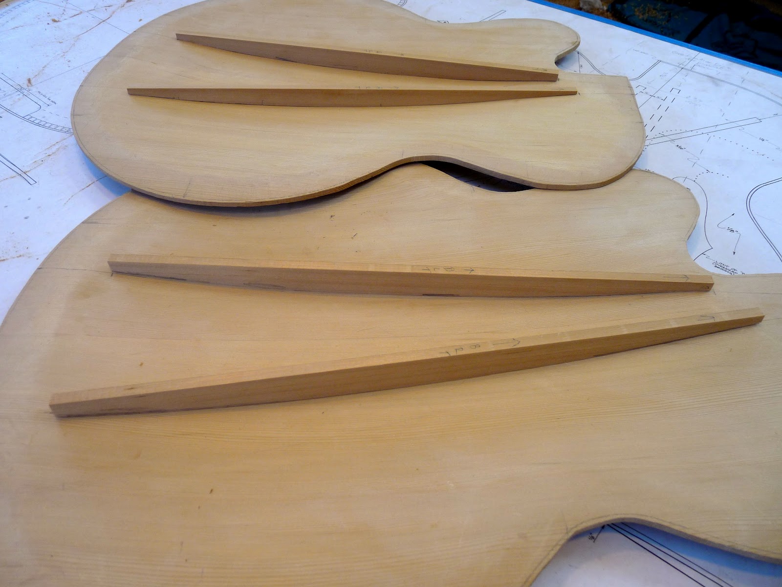 Bob's Archtop Guitar Build Cutting and fitting the top braces