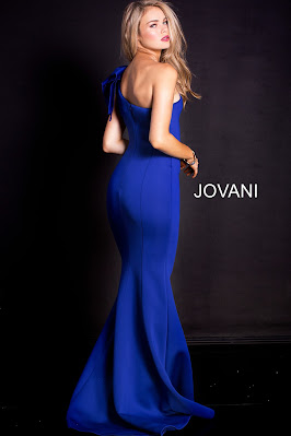 New Jovani Design Red Carpet Gown deep Royal Blue Color Dress back Design