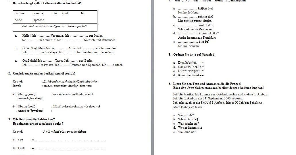 Soal Ujian Tengan Semester Bahasa Jerman Kelas X Semester