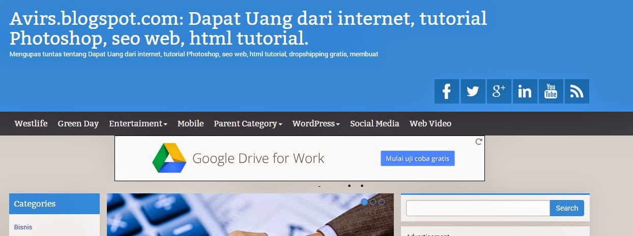 hasil pemasangan kode adsense di bawah header Pasang Iklan Google Adsense Di Bawah Header