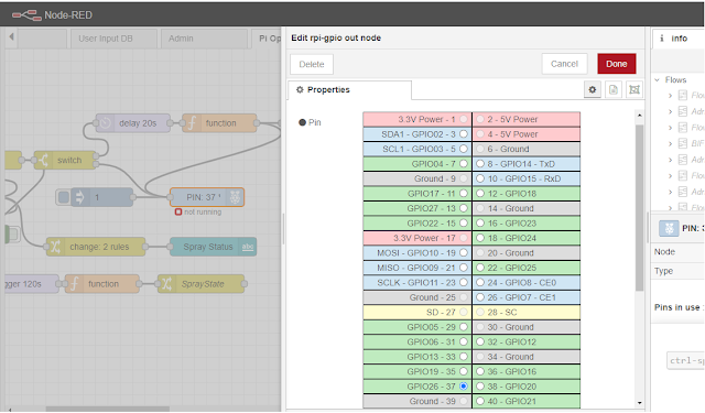 Raspberry pi GPIO using Node-RED