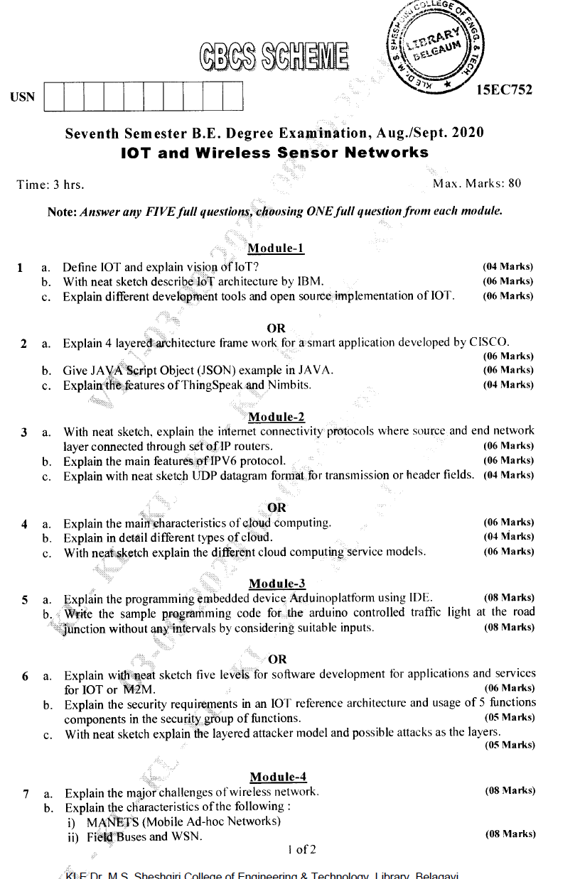 Visvesvaraya Technological University B.E. ELECTRONICS & COMMUNICATION