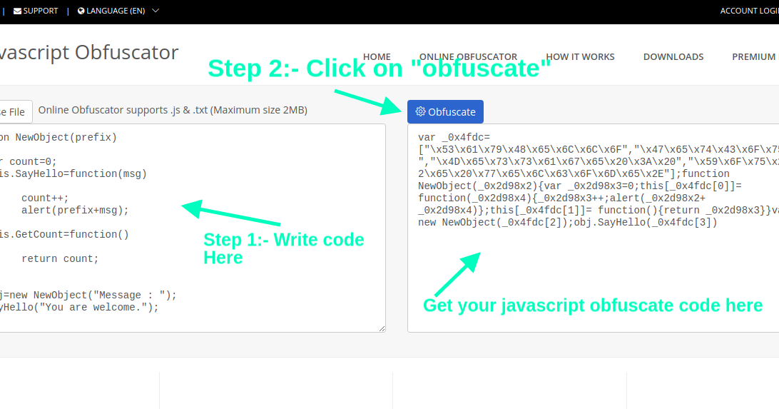 How to make javascript obfuscator code