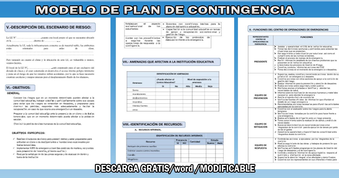 Modelo de Plan de contingencia 2018 descarga en word modificable. Recursos Educativos Modelo de Plan de contingencia 2018 descarga en word modificable. Recursos Educativos