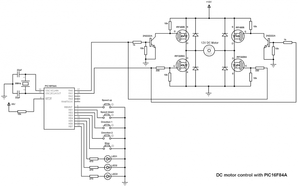 Pic16f84a Mikrodenetleyici Ile Dc Motor Hiz Kontrol Ve Devir Yonu Degistirme Uygulama Devresi Ve Program Kodu Egitim Ve Teknoloji