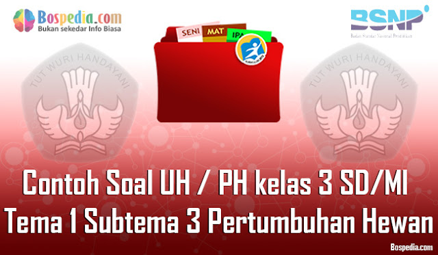 Contoh Soal UH / PH untuk kelas 3 SD/MI Tema 1 Subtema 3 Pertumbuhan Hewan