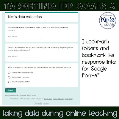 Targeting IEP goals and data collection during online learning
