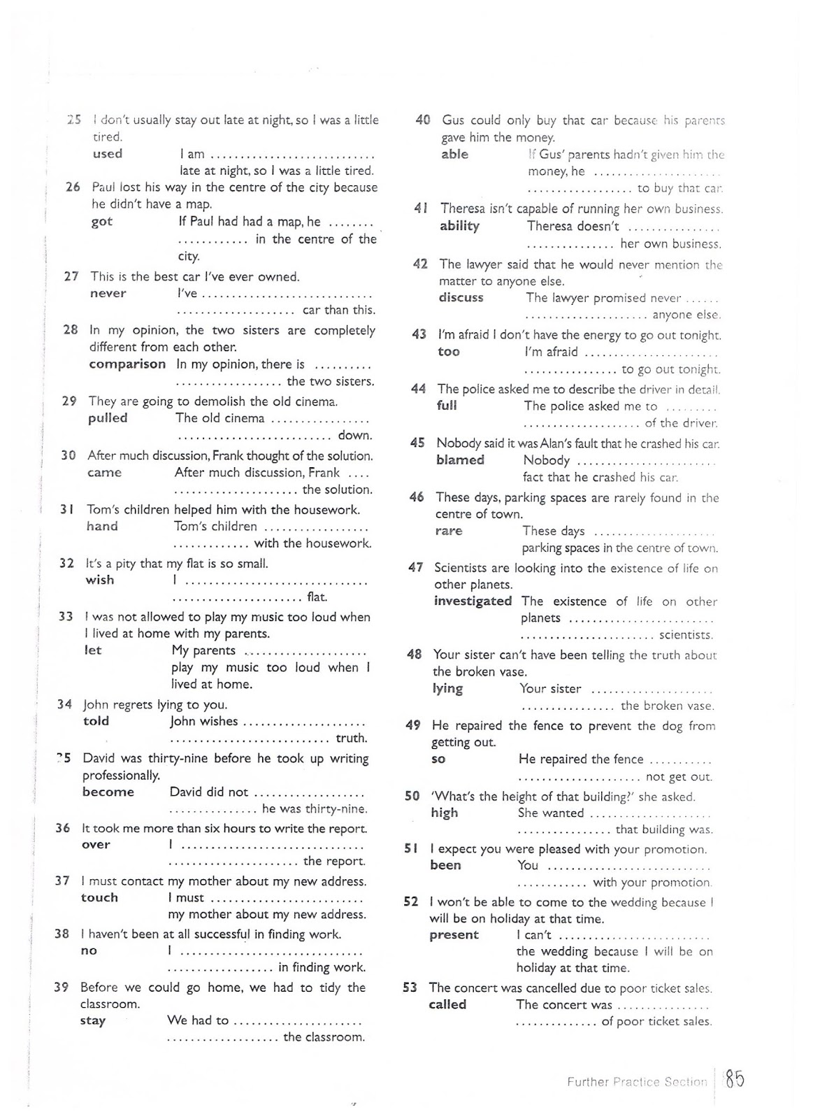 TALKACTIVE FIRST 12 Practice Use of English Key Work Sentence