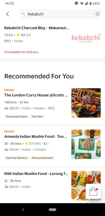 GrabFood: Relevant recommendations and alternative options