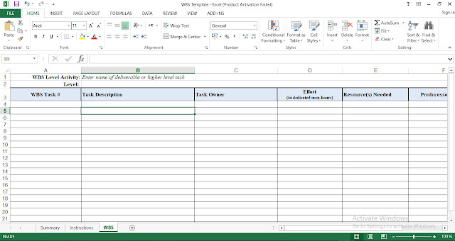 Work Break Down Structure Template in Excel Free Download