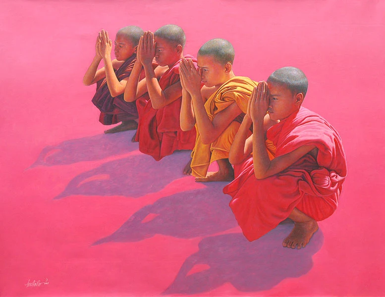 Aung Kyaw Htet 1965 | Burmese painter of monks