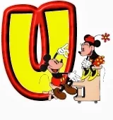 Lindo alfabeto de Mickey y Minnie tocando el piano U.